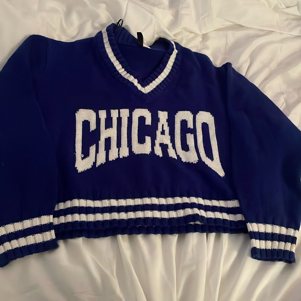 v-neck chicago knit sweater